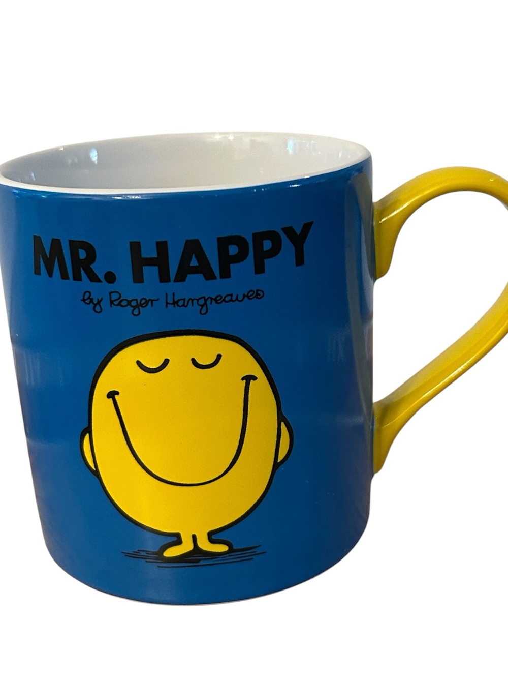 Mr. Happy Ceramic Mug by Roger Hargreaves 2014 yellow smile face think happy